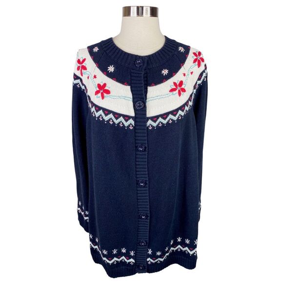 Woman Within Collectibles Ugly Christmas Cardigan Sweater - Size Large - Picture 1 of 4